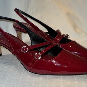 Elegant Burgundy Slingback Heels by Mix No. 6